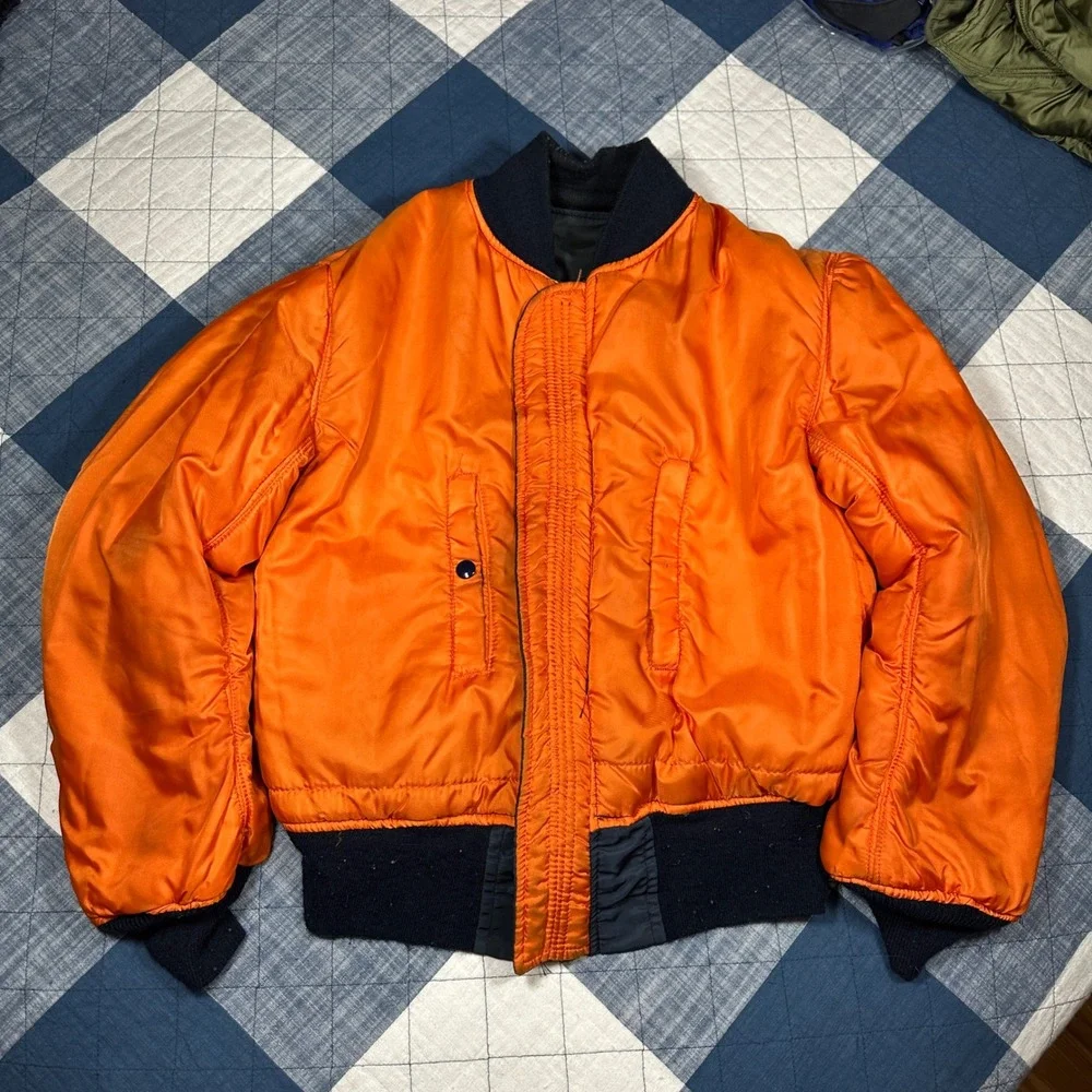 VTG Alpha Industries MA-1 Flight Jacket Navy Blue Bomber Reversible MIL-J-8279E